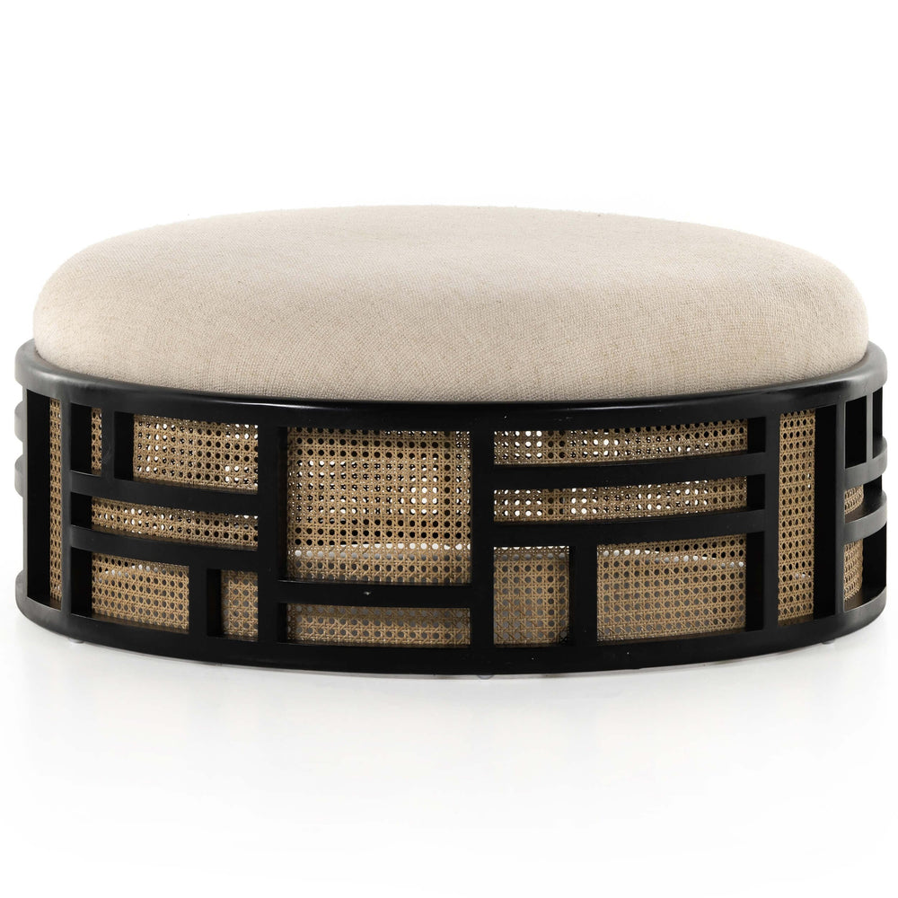 June Round Ottoman, Brushed Ebony-Furniture - Chairs-High Fashion Home
