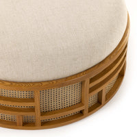 June Round Ottoman, Natural Oak-Furniture - Chairs-High Fashion Home