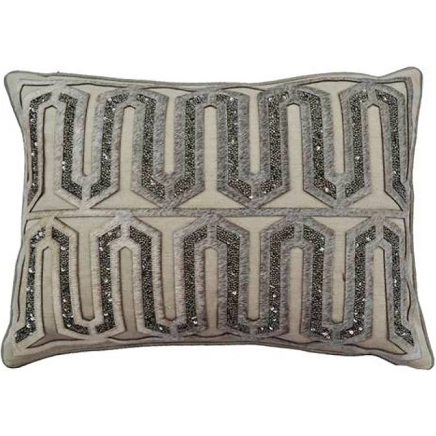 Cloud 9 Emory Laser Cut Hair on Hide Beaded Kidney Pillow - Accessories - Pillows