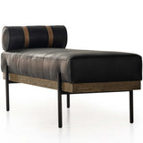 Giorgio Leather Bench, Rialto Ebony-Furniture - Chairs-High Fashion Home