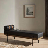 Giorgio Leather Bench, Rialto Ebony-Furniture - Chairs-High Fashion Home
