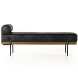 Giorgio Leather Bench, Rialto Ebony-Furniture - Chairs-High Fashion Home