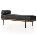 Giorgio Leather Bench, Rialto Ebony-Furniture - Chairs-High Fashion Home