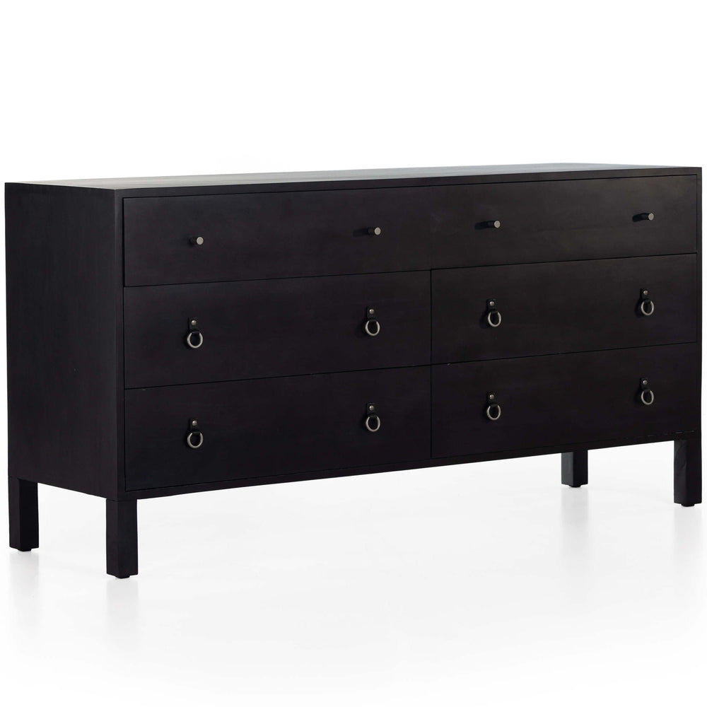 Isador 6 Drawer Dresser, Black Wash Poplar-Furniture - Storage-High Fashion Home