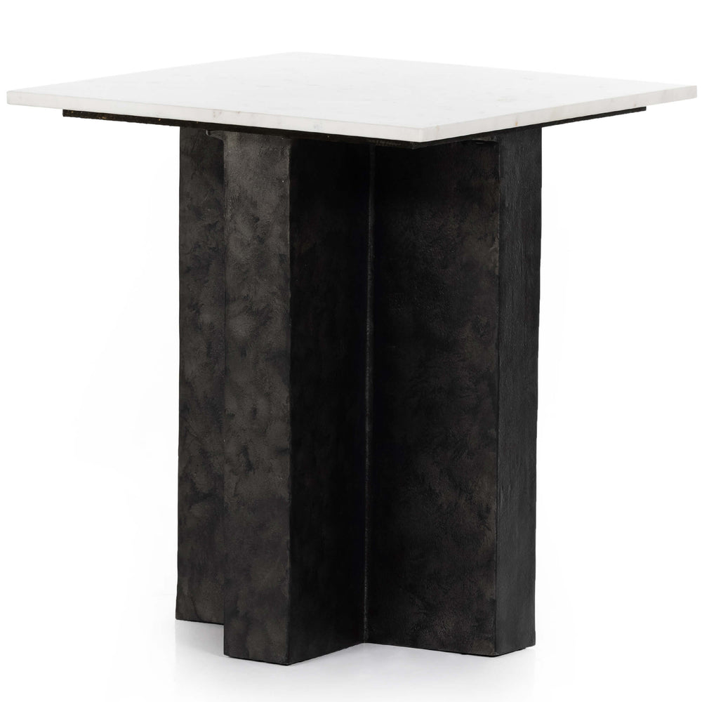 Terrell End Table, White Marble-Furniture - Accent Tables-High Fashion Home