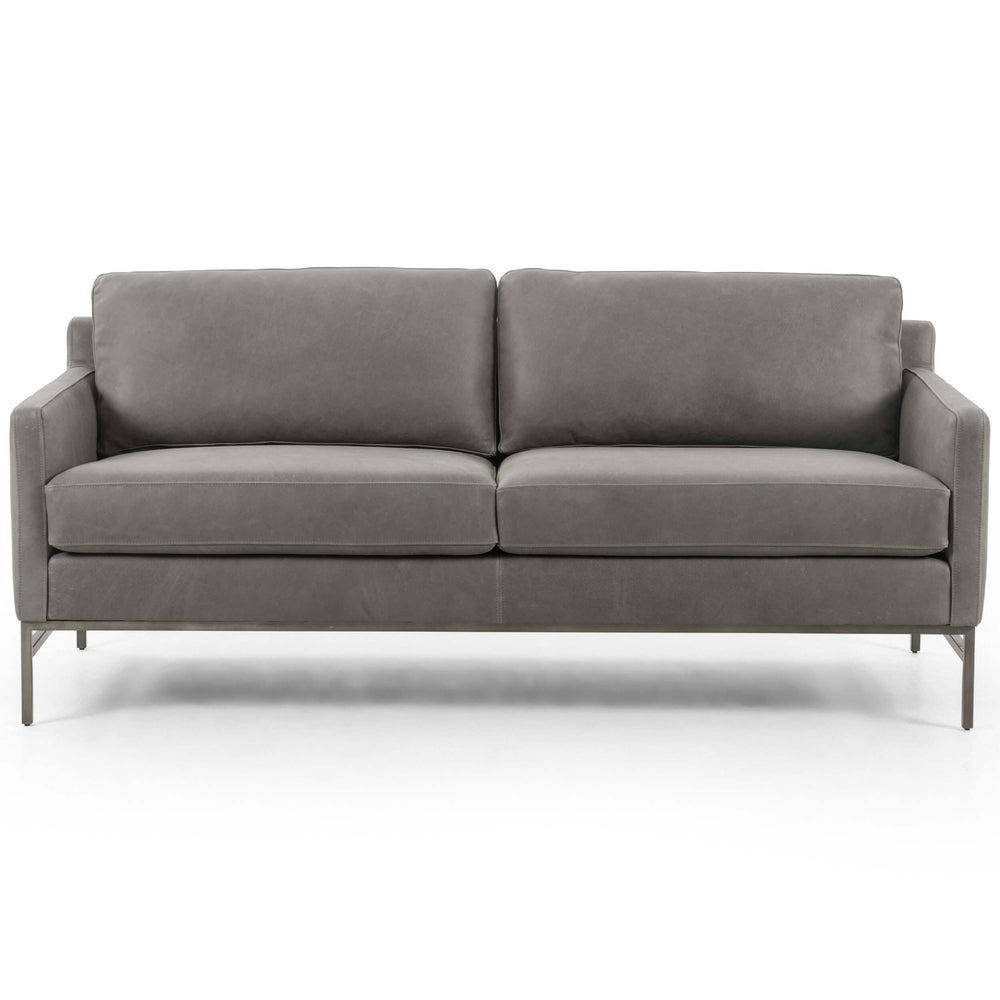 Vanna Leather Sofa, Umber Pewter-Furniture - Sofas-High Fashion Home