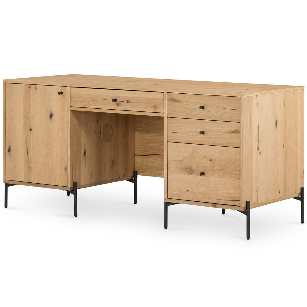 Eaton Executive Desk, Light Oak Resin-Furniture - Office-High Fashion Home