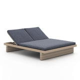 Leroy Outdoor Double Chaise, Faye Navy/Washed Brown-Furniture - Chairs-High Fashion Home