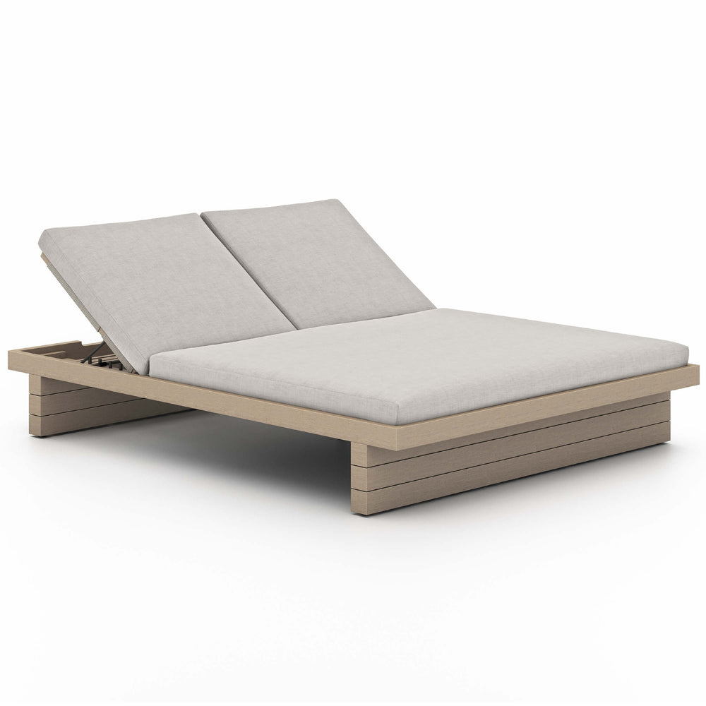 Leroy Outdoor Double Chaise, Stone Grey/Washed Brown-Furniture - Chairs-High Fashion Home