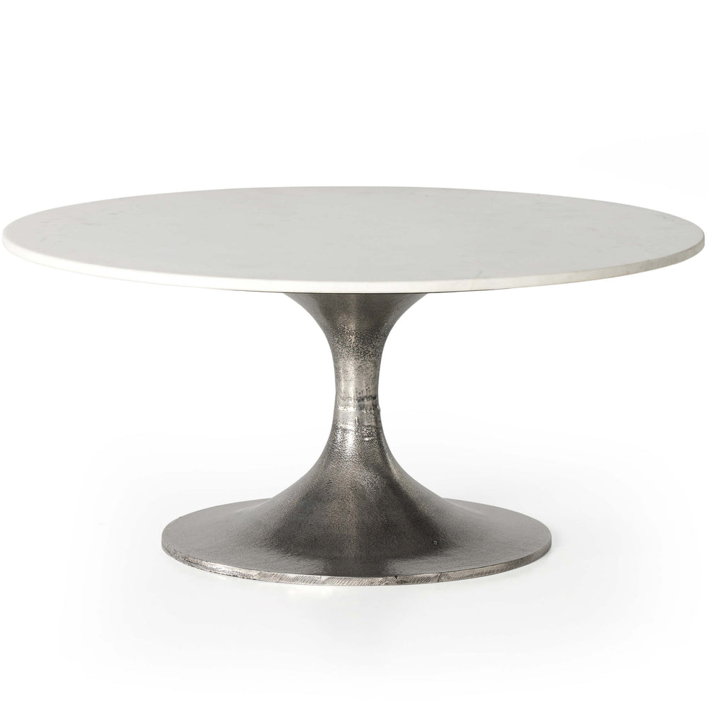 Simone Round Coffee Table, White Marble-High Fashion Home
