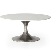 Simone Round Coffee Table, White Marble-High Fashion Home