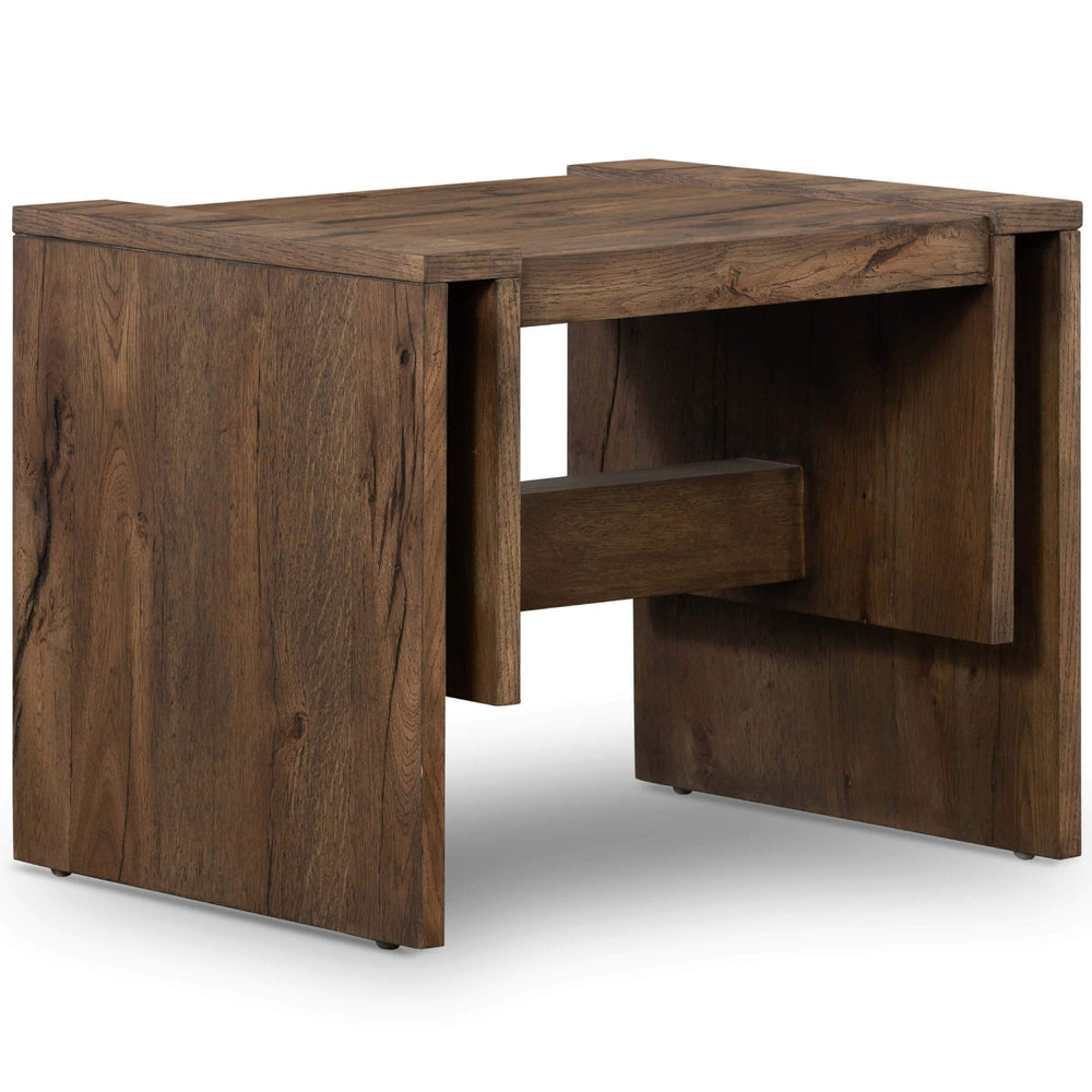 Beam End Table, Rustic Fawn Veneer-Furniture - Accent Tables-High Fashion Home