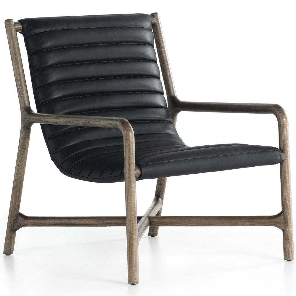 Keaton Leather Chair, Harness Black-Furniture - Chairs-High Fashion Home