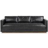 Kiera Leather Sofa, Sonoma Black