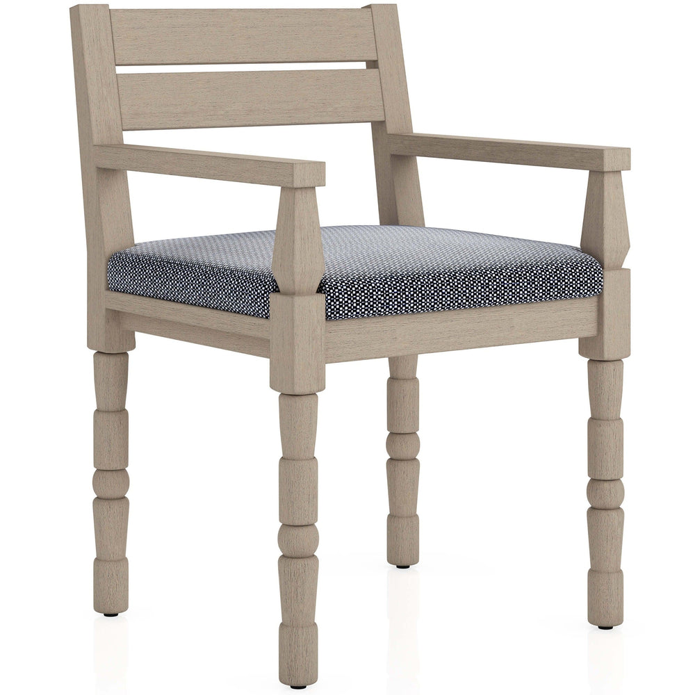 Waller Outdoor Dining Armchair, Faye Navy/Washed Brown - Set of 2-Furniture - Dining-High Fashion Home
