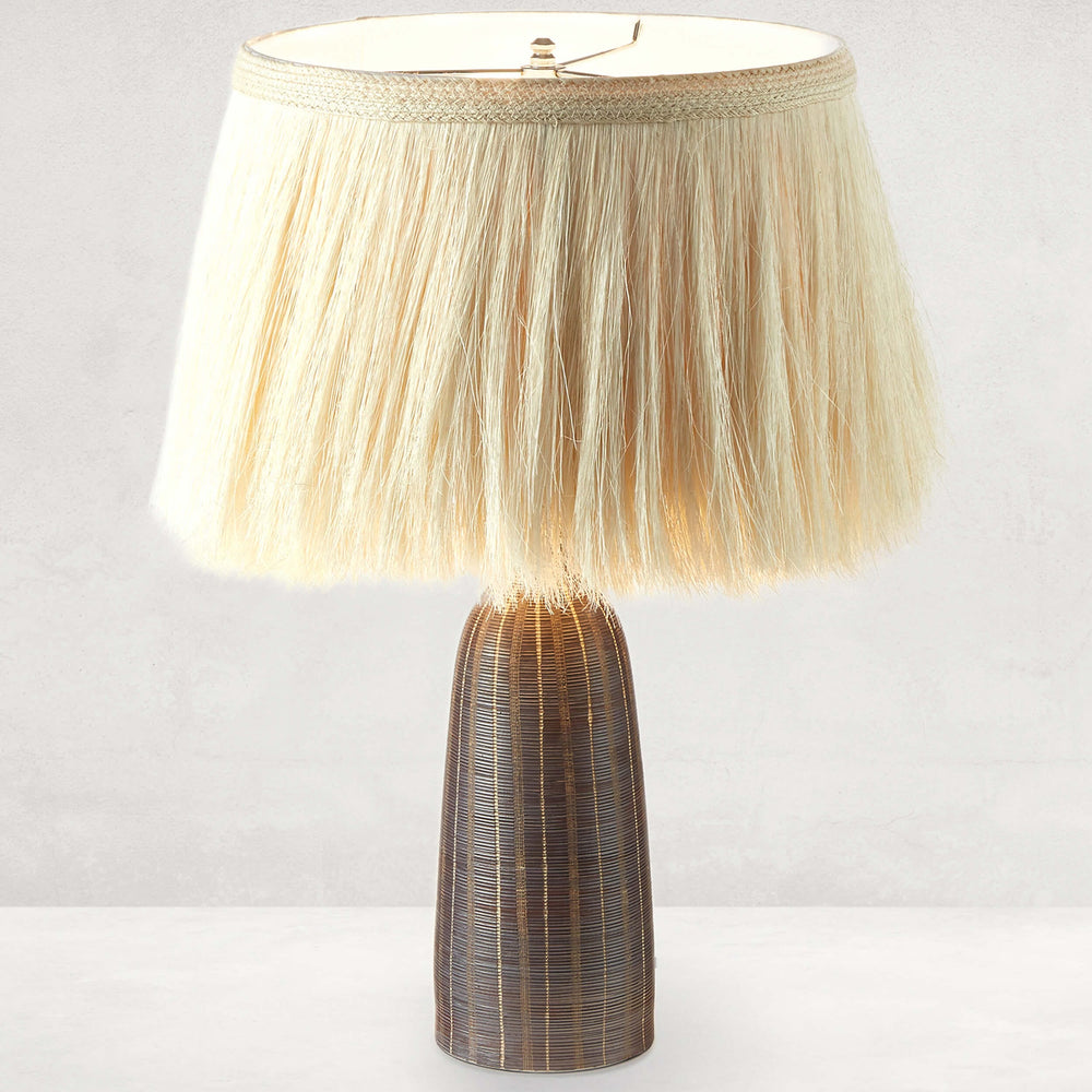 Sisa Table Lamp, Earthtone Striped Ceramic-Lighting-High Fashion Home