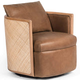 Newbury Leather Swivel Chair, Palermo Cognac-Furniture - Chairs-High Fashion Home