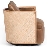 Newbury Leather Swivel Chair, Palermo Cognac-Furniture - Chairs-High Fashion Home