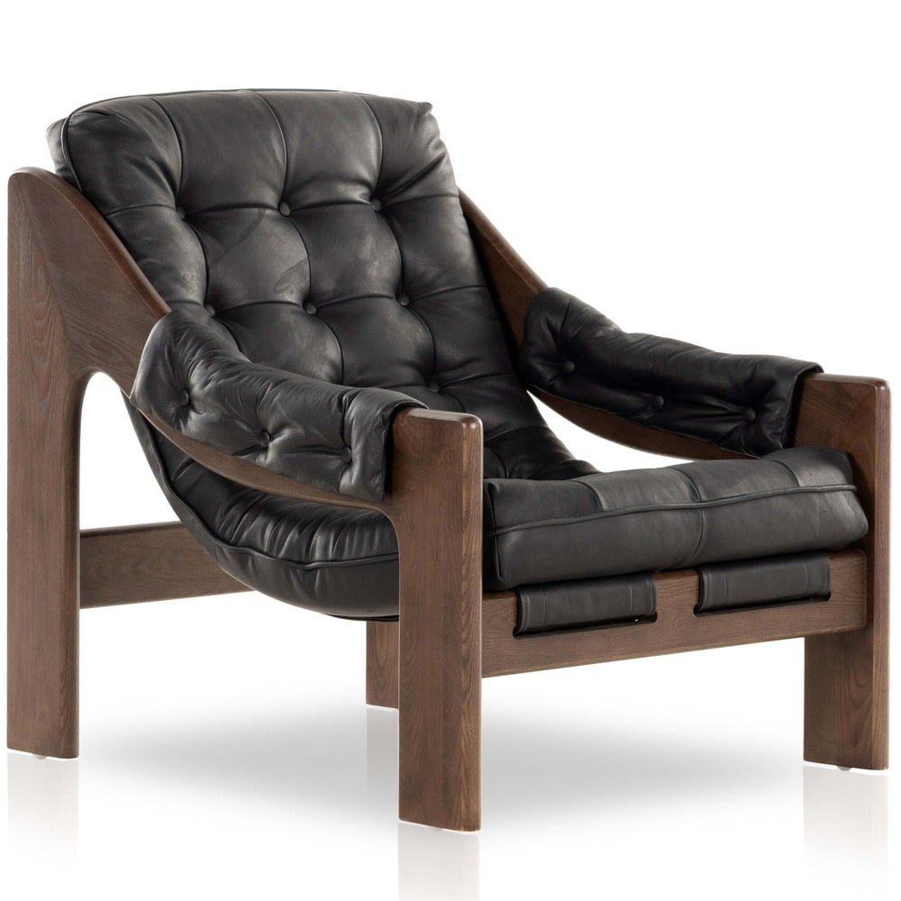 Halston Leather Chair, Heirloom Black by Four Hands