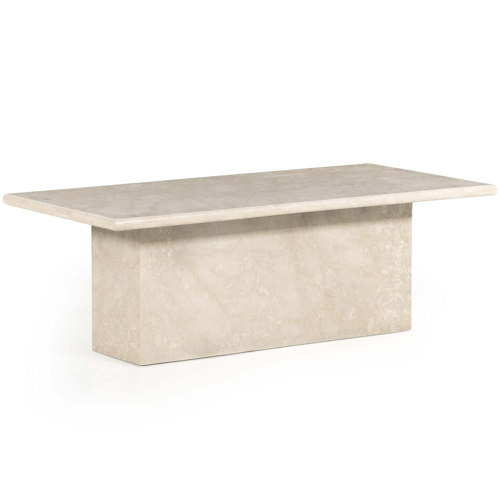 Arum Coffee Table, Cream Marble-Furniture - Accent Tables-High Fashion Home