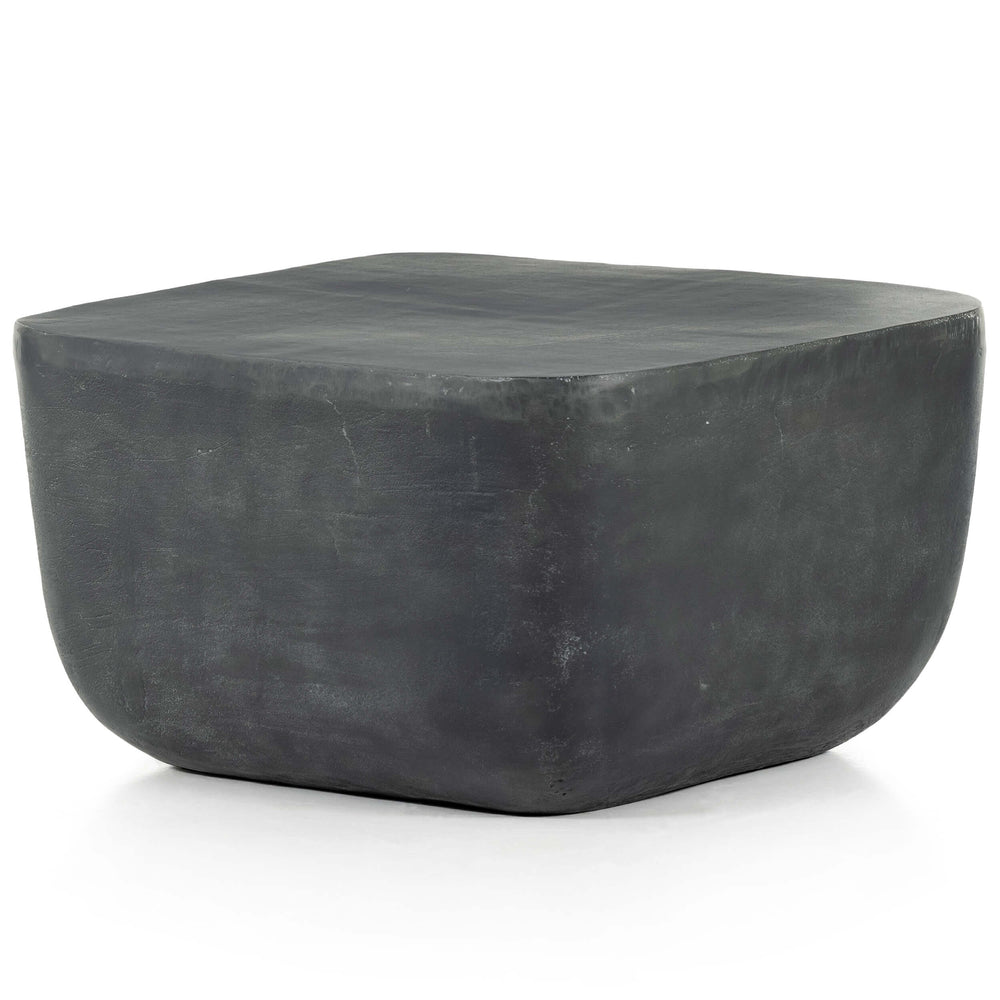 Basil Square Outdoor End Table, Aged Grey-Furniture - Accent Tables-High Fashion Home