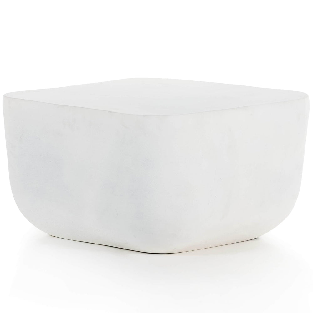 Basil Square Outdoor End Table, Matte White-Furniture - Accent Tables-High Fashion Home