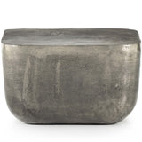 Basil Square Outdoor End Table, Raw Antique Nickel-Furniture - Accent Tables-High Fashion Home