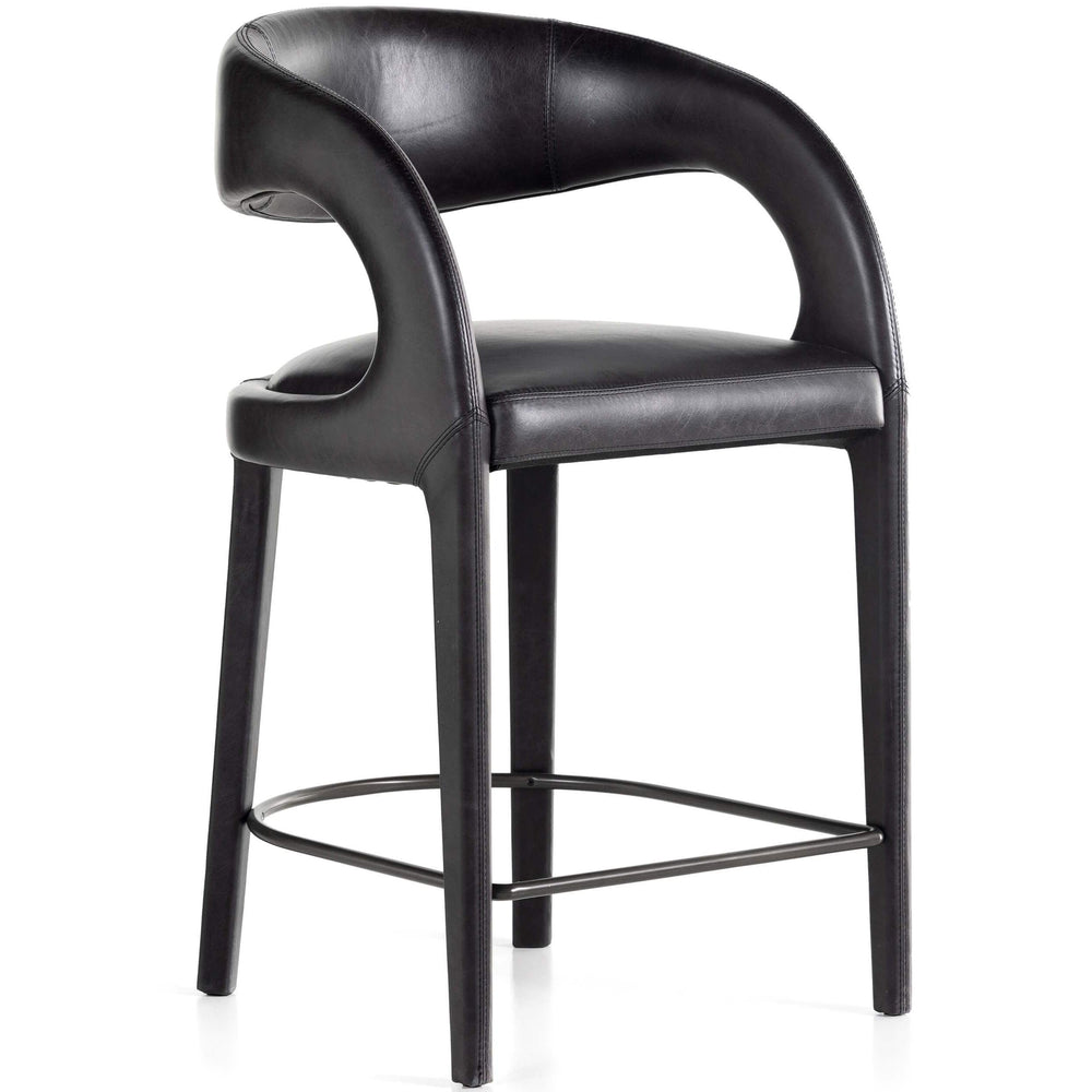 Hawkins Leather Counter Stool, Sonoma Black-Furniture - Dining-High Fashion Home