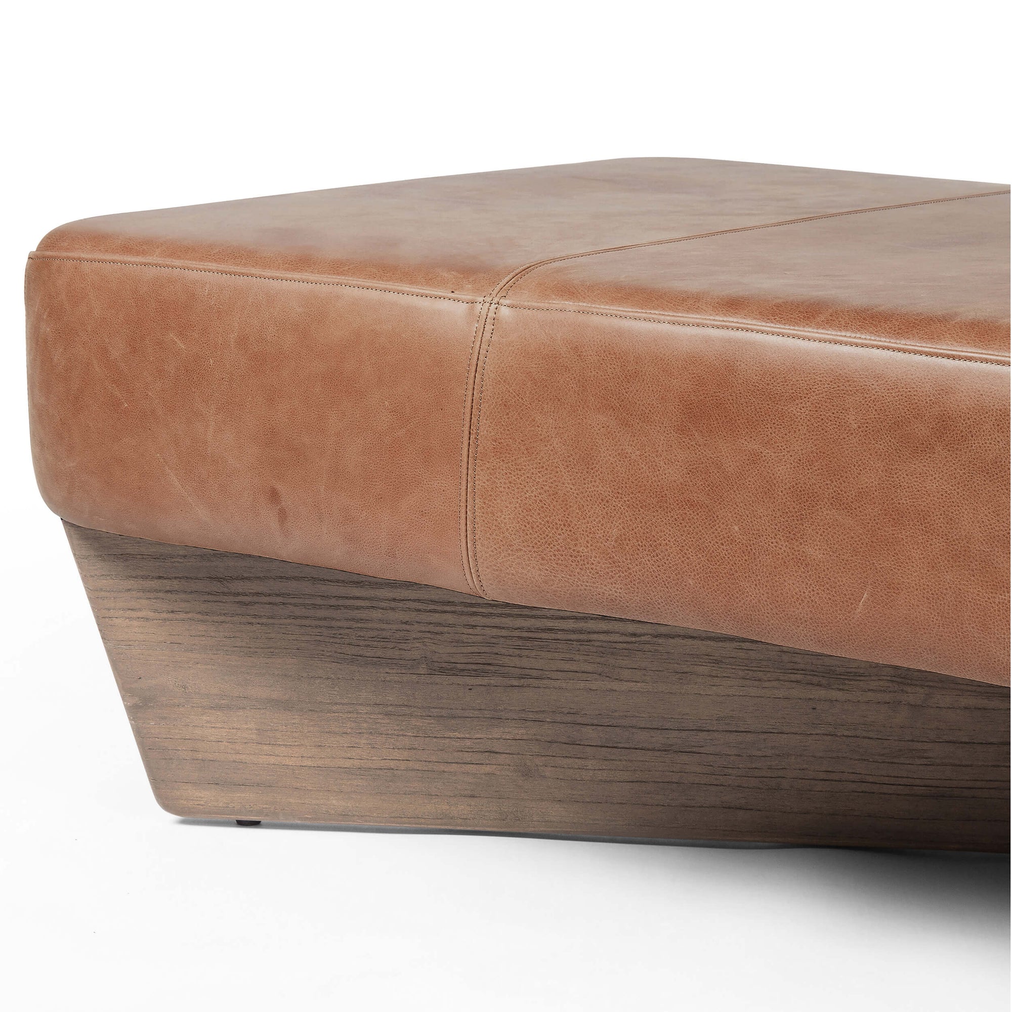 Chaz Leather Large Ottoman Palermo Cognac High Fashion Home