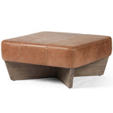 Chaz Leather Square Ottoman, Palermo Cognac-Furniture - Chairs-High Fashion Home