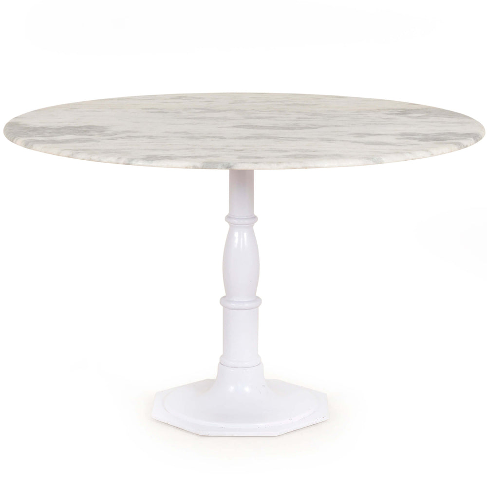 Lucy 60" Round Dining Table, White Marble/Nimbus White Base