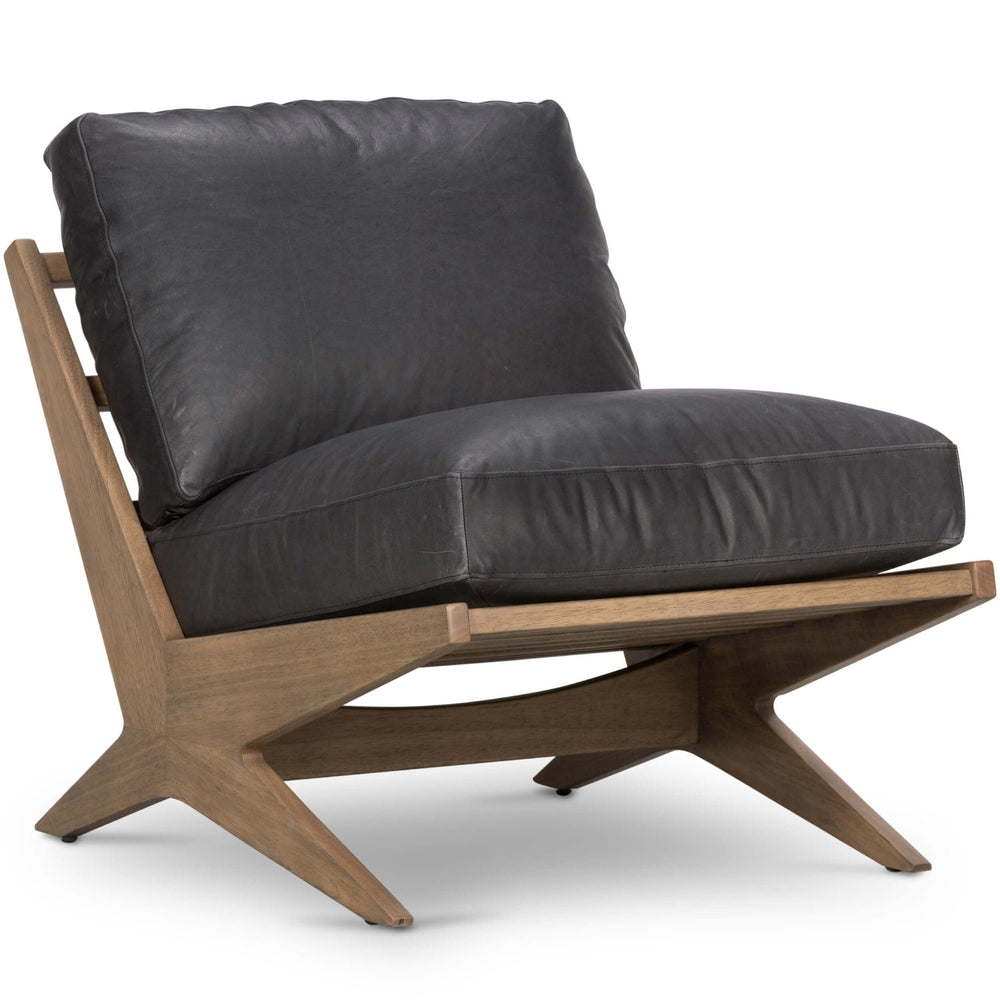 Bastian Leather Chair, Heirloom Charcoal-Furniture - Chairs-High Fashion Home