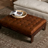 Halston Leather Cocktail Ottoman, Heirloom Sienna by Four Hands
