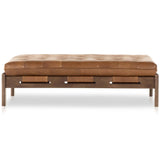 Halston Leather Cocktail Ottoman, Heirloom Sienna by Four Hands