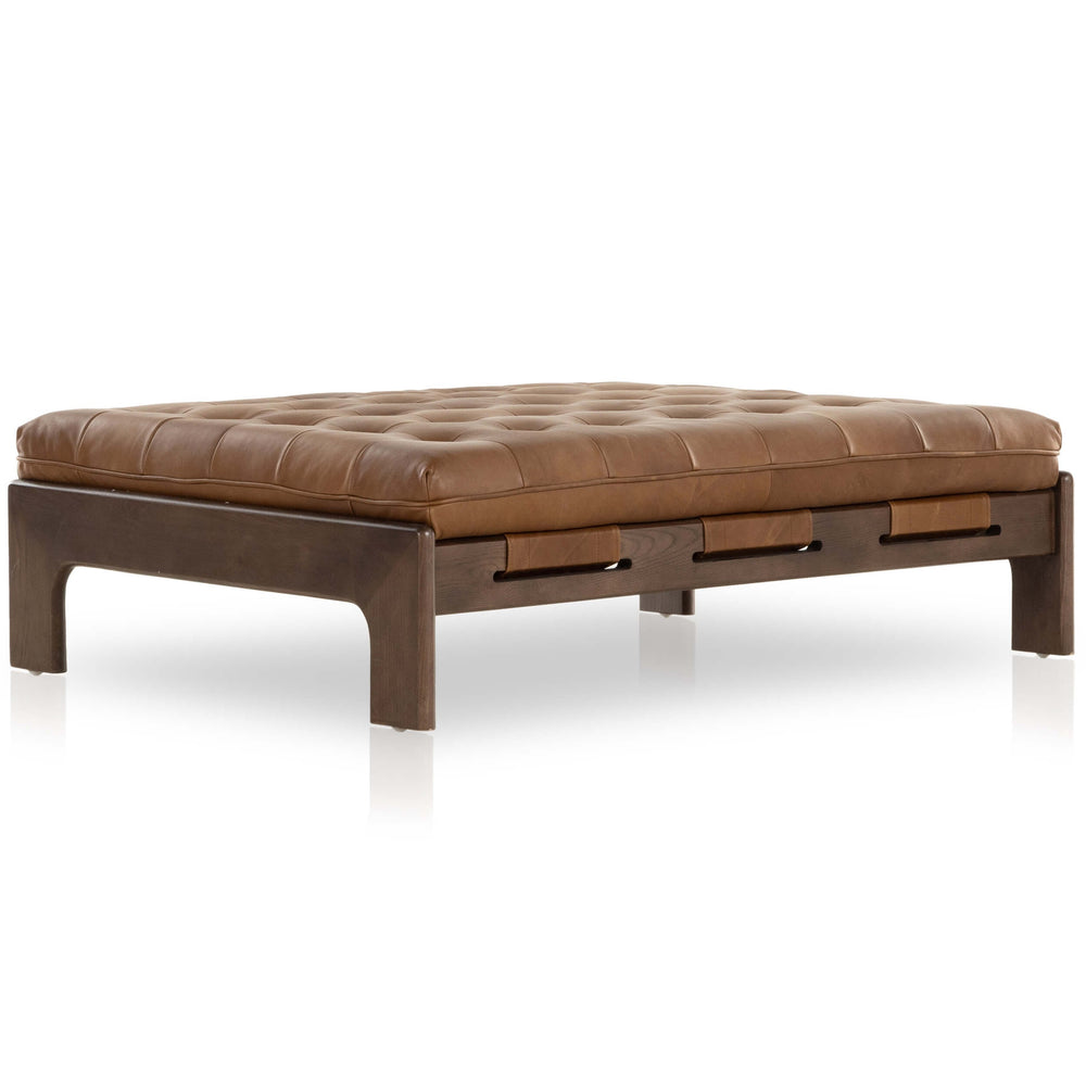 Halston Leather Cocktail Ottoman, Heirloom Sienna by Four Hands
