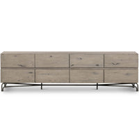 Marion Media Console Table, Washed Natural-Furniture - Storage-High Fashion Home