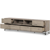 Marion Media Console Table, Washed Natural-Furniture - Storage-High Fashion Home