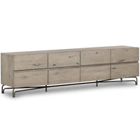 Marion Media Console Table, Washed Natural-Furniture - Storage-High Fashion Home