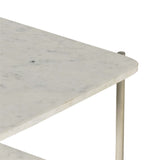 Jasper Nightstand, Ivory Iron/White Marble-Furniture - Bedroom-High Fashion Home