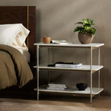 Jasper Nightstand, Ivory Iron/White Marble-Furniture - Bedroom-High Fashion Home