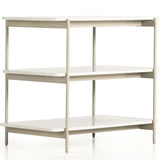 Jasper Nightstand, Ivory Iron/White Marble-Furniture - Bedroom-High Fashion Home