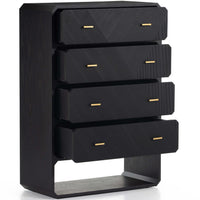 Caspian 4 Drawer Dresser, Black Ash Veneer-Furniture - Storage-High Fashion Home