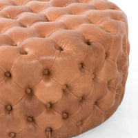 Babi Leather Large Ottoman, Heirloom Sienna-Furniture - Accent Tables-High Fashion Home