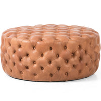 Babi Leather Large Ottoman, Heirloom Sienna-Furniture - Accent Tables-High Fashion Home