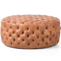Babi Leather Large Ottoman, Heirloom Sienna-Furniture - Accent Tables-High Fashion Home