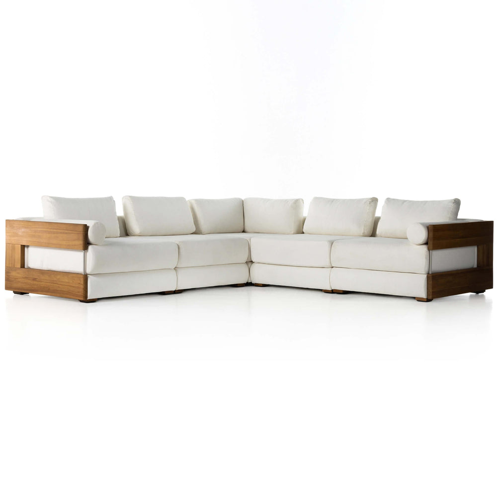 Ellis Outdoor 5 Piece Sectional, Natural/Cream-Furniture - Sofas-High Fashion Home