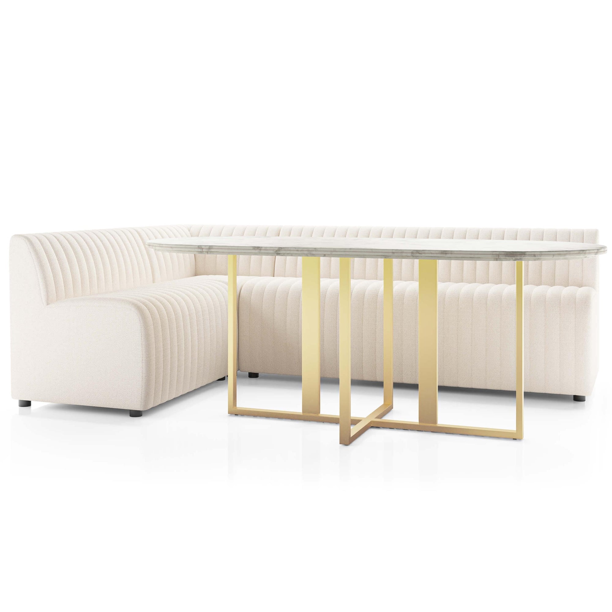 Augustine 100" Dining L-Shape Banquette, Capri Oatmeal by Four Hands ...