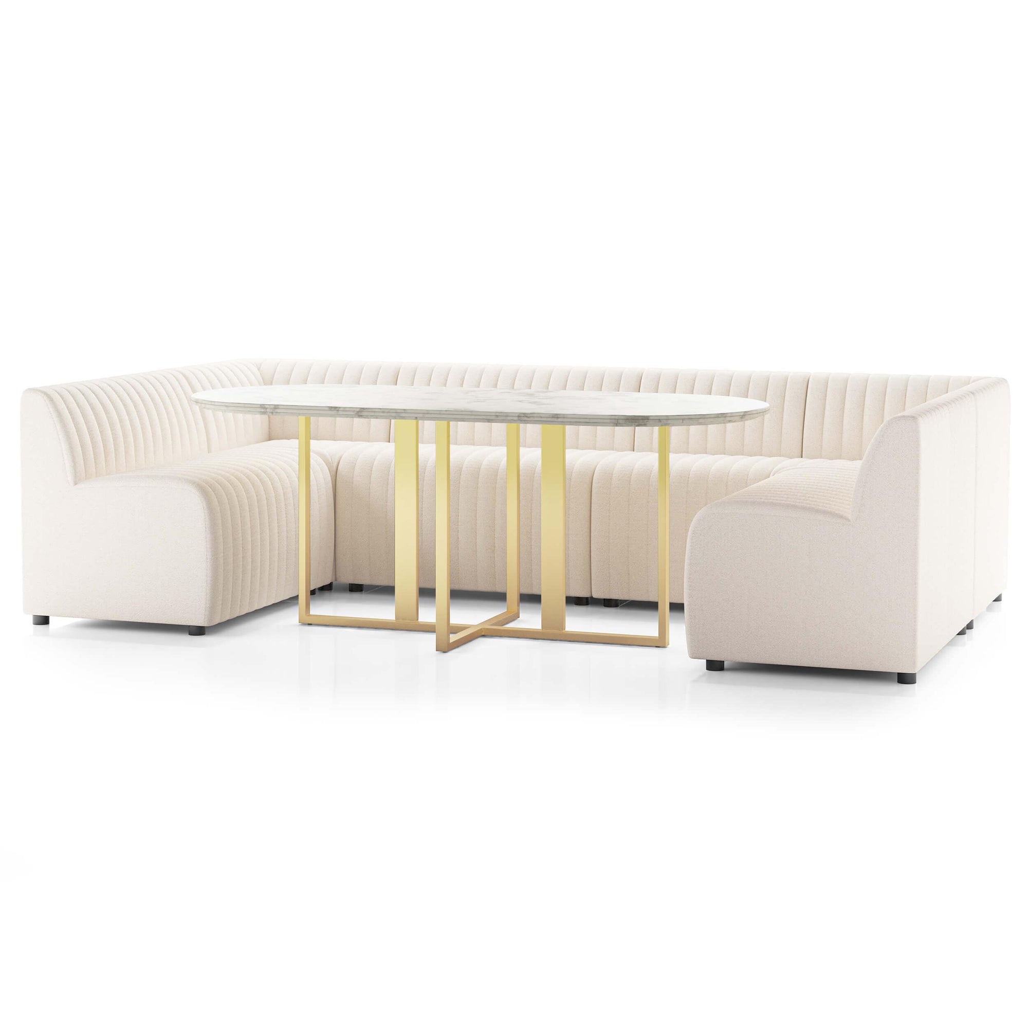 Augustine 120" Dining U-Shape Banquette, Capri Oatmeal by Four Hands ...