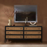 Natalia 6 Drawer Dresser, Natural Circle Cane-Furniture - Storage-High Fashion Home