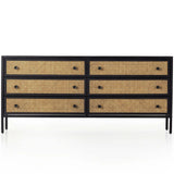 Natalia 6 Drawer Dresser, Natural Circle Cane-Furniture - Storage-High Fashion Home